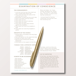 Examination of Conscience Notepad for Confession with Act of Contrition | Traditional Catholic Notep
