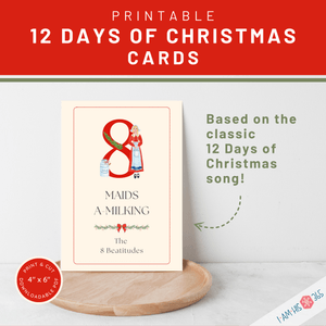 Catholic Twelve Days of Christmas Cards | DIY Print &amp; Cut Catechism Cards | Catholic Christmas Card 