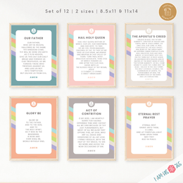 12 Printable Catholic Prayer Posters | Homeschool Decor | Traditional Catholic Prayers for Children 