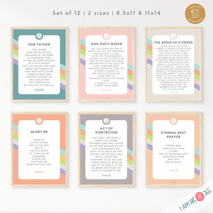 12 Printable Catholic Prayer Posters | Homeschool Decor | Traditional Catholic Prayers for Children 