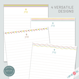 Printable Catholic Stationery | JMJ Catholic Letterhead | 8.5x11 inch Stationery | PDF Lined Writing