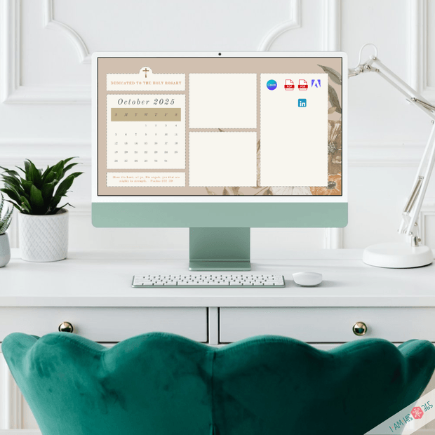 2025 Catholic Desktop Organizer Wallpaper Bundle | Monthly Desktop Calendar | Floral Screensaver