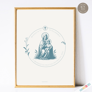 Mary and Child Catholic Art Print, Catholic Home Decor, Digital Catholic Art Print, Jesus and Mary