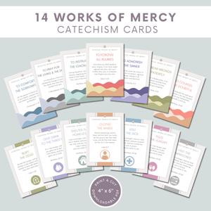 Works of Mercy Traditional Catholic Catechism Cards | Spiritual and Corporal Works of Mercy