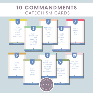 10 Commandments Catholic Catechism Cards | Bible Verse | Virtue Cards | Traditional Catholic Bible