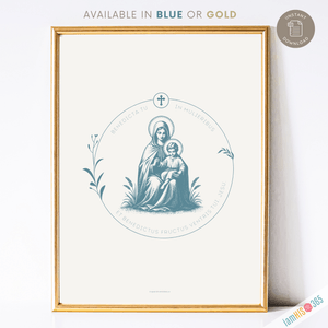 Mary and Child Catholic Art Print, Catholic Home Decor, Digital Catholic Art Print, Jesus and Mary