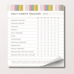 Holy Habits Tracker Notepad for Traditional Catholic Daily and Weekly Prayer Habits | Checklist Devo