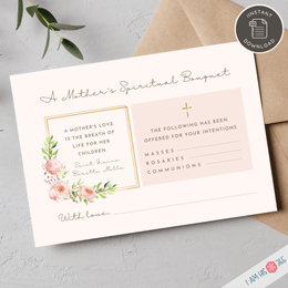 Printable Spiritual Bouquet Cards for Motherhood | Set of 3 Catholic Prayer Cards | Gift of Prayer