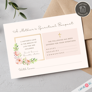 Printable Spiritual Bouquet Cards for Motherhood | Set of 3 Catholic Prayer Cards | Gift of Prayer
