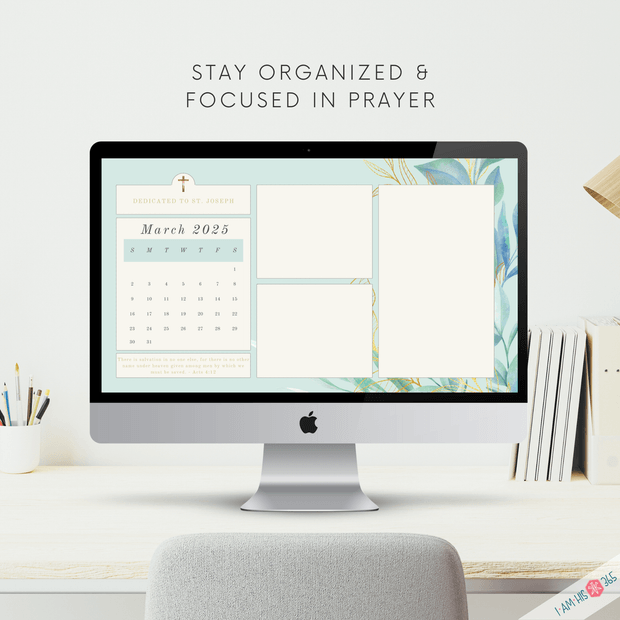 2025 Catholic Desktop Organizer Wallpaper Bundle | Monthly Desktop Calendar | Floral Screensaver