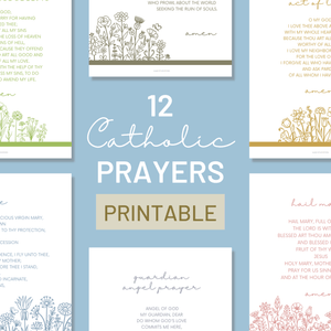 Set of 12 Catholic Prayer Art Prints  - Catholic Prayer Printable, PDF Downloads