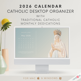 2026 Catholic Desktop Organizer Wallpaper Bundle | Monthly Desktop Calendar | Holy Screensaver