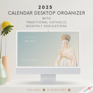 2025 Catholic Desktop Organizer Wallpaper Bundle | Monthly Desktop Calendar | Holy Screensaver