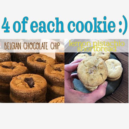 COMBO - 4 Belgian Chocolate Chip + 4 Lemon Pistachio Shortbreads
