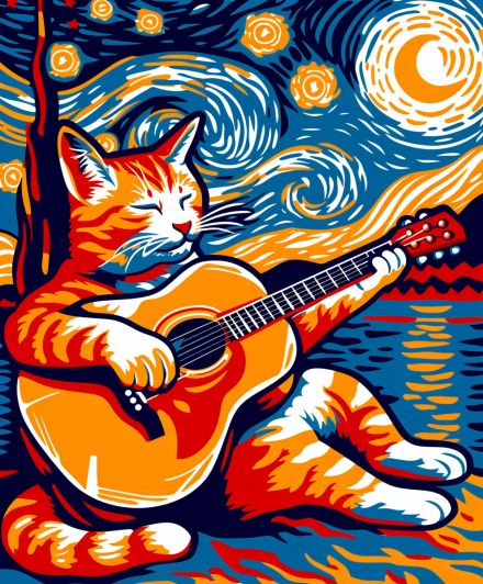 Guitar and Cat