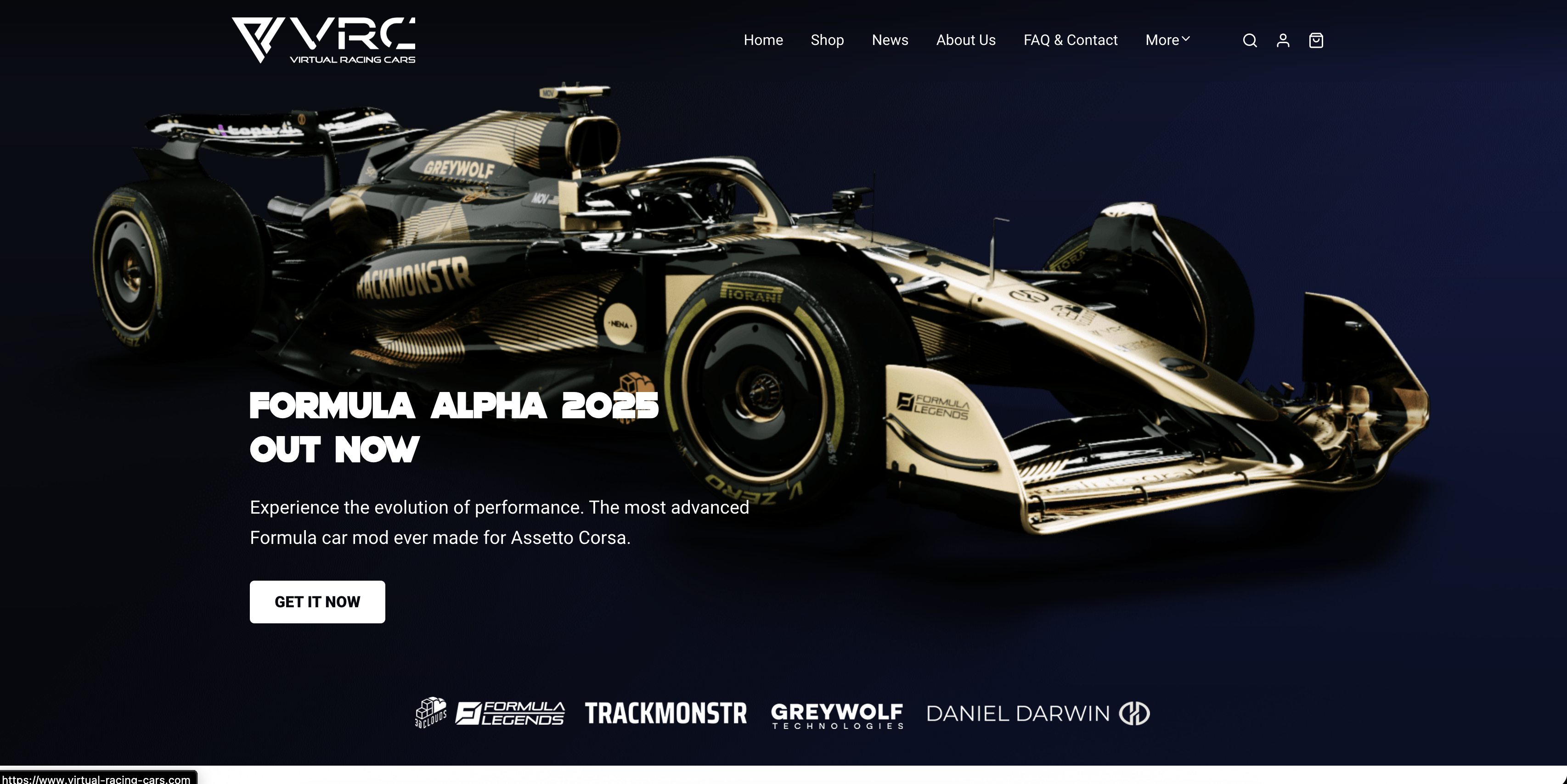 Virtual Racing Cars website screenshot
