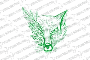 Fox Head With Flower and Leaves Drawing Isolated Background EPS JPG