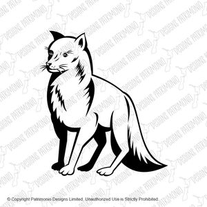 Arctic Fox Polar Fox or Snow Fox Side View Retro Black and White