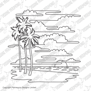 Palm Trees in Hollywood Beach in South Florida Mono Line Art