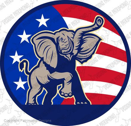 Republican Elephant Mascot USA Flag