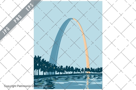 Gateway Arch National Park in St Louis Missouri WPA Poster Art EPS PNG JPG