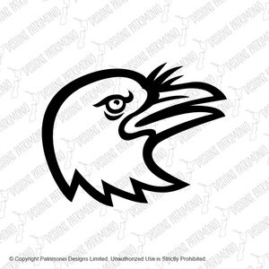 American Crow Head Side Mascot Black and White