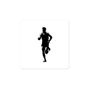 Marathon Runner Running Front Silhouette Retro Black and White Sticker