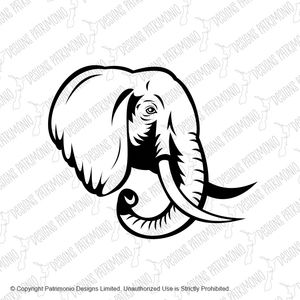 African Elephant Loxodonta African Bush Elephant or African Forest Elephant Head Stencil Black