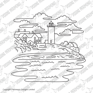 Nobska Light in Cape Cod Woods Hole Massachusetts Mono Line Art