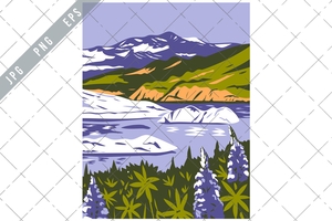 Wrangell-St. Elias National Park and Preserve with Purple Lupins in Nizina Lake in Alaska WPA Poster