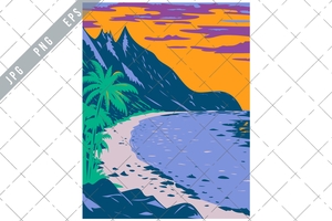 National Park of American Samoa showing Ofu Beach in United States Territory WPA Poster Art 