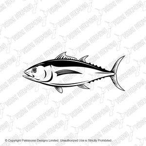 Albacore Thunnus Alalunga or Longfin Tuna Side View Retro Black and White