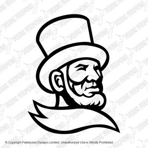 Abraham Lincoln Head Mascot Black and White