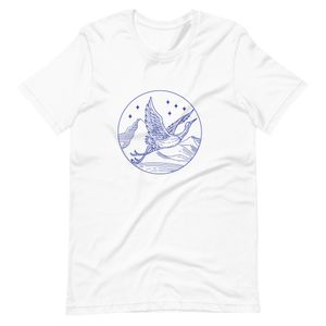 Great Blue Heron Flying Circle Mono Line T-shirt