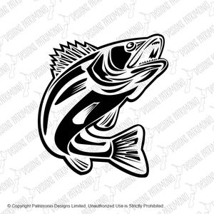 Barramundi Fish Jumping Up Retro Black and White