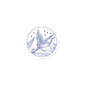 Great Blue Heron Flying Circle Mono Line Sticker Print