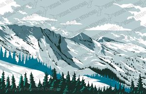 Alta Ski Area in the Wasatch Mountains Salt Lake County Utah USA Landscape WPA Poster