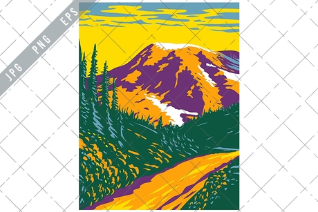 Mount Rainier National Park  in Pierce County and Lewis County in Washington State WPA Art