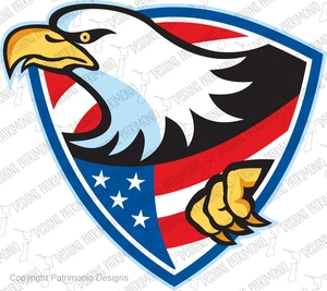 American Bald Eagle Flag Shield Mascot Isolated JPG EPS