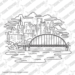 Fort Pitt Bridge on Monongahela River in Pittsburgh Pennsylvania Mono Line Art