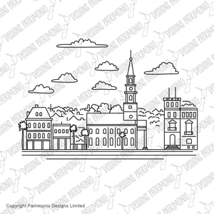 Broad Street in Charleston South Carolina Mono Line Art