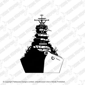 American or United States Battleship Warship Dreadnought Naval Fighting Ship Front View Retro Black 