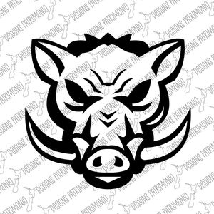 Wild Boar Razorback Head Angry Black and White Retro 