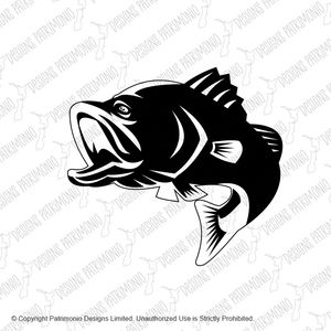 Barramundi or Largemouth Bass Fish Jumping Black and White Retro