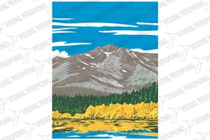 Fallen Leaf Lake in Fall Viewed from Taylor Creek Trail California USA WPA Poster Art