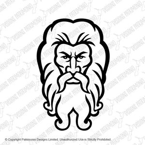 Head of Atlas Greek God Front View Mascot Black and White