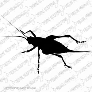 Cricket Silhouette in Black and White Retro 