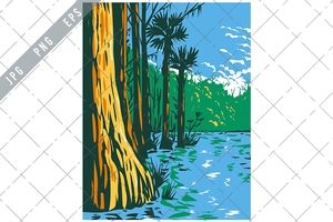 Subtropical Wetlands in Everglades National Park in the State of Florida WPA Poster Art