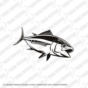 Bigeye Tuna Thunnus Obesus Swimming Down Retro Black and White