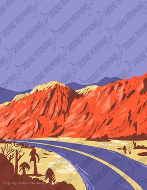 Red Rock Canyon National Conservation Area in the Mojave Desert Nevada USA WPA Poster Art